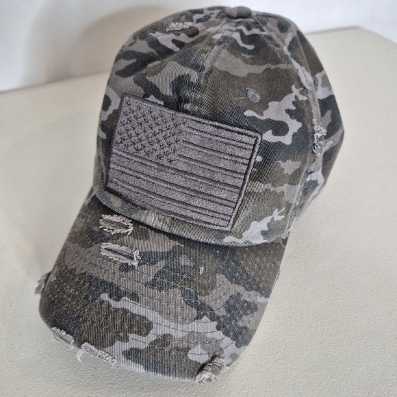 KBETHOS Vintage Distressed American Flag Camo Adjustable Ball Cap - OS/Unisex - Picture 1 of 9
